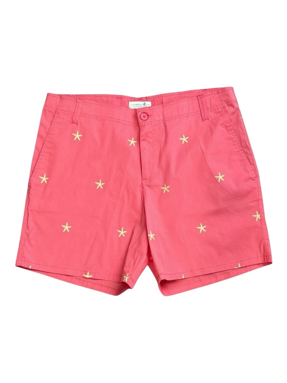 Caribbean Joe Shorts Womens 10 Pink Starfish Nautical Flat Front Cotton Blend